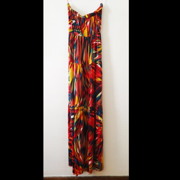 Costa Blanca Vibrant Multicoloured Strapless Maxi Dress - Picture 4 of 9